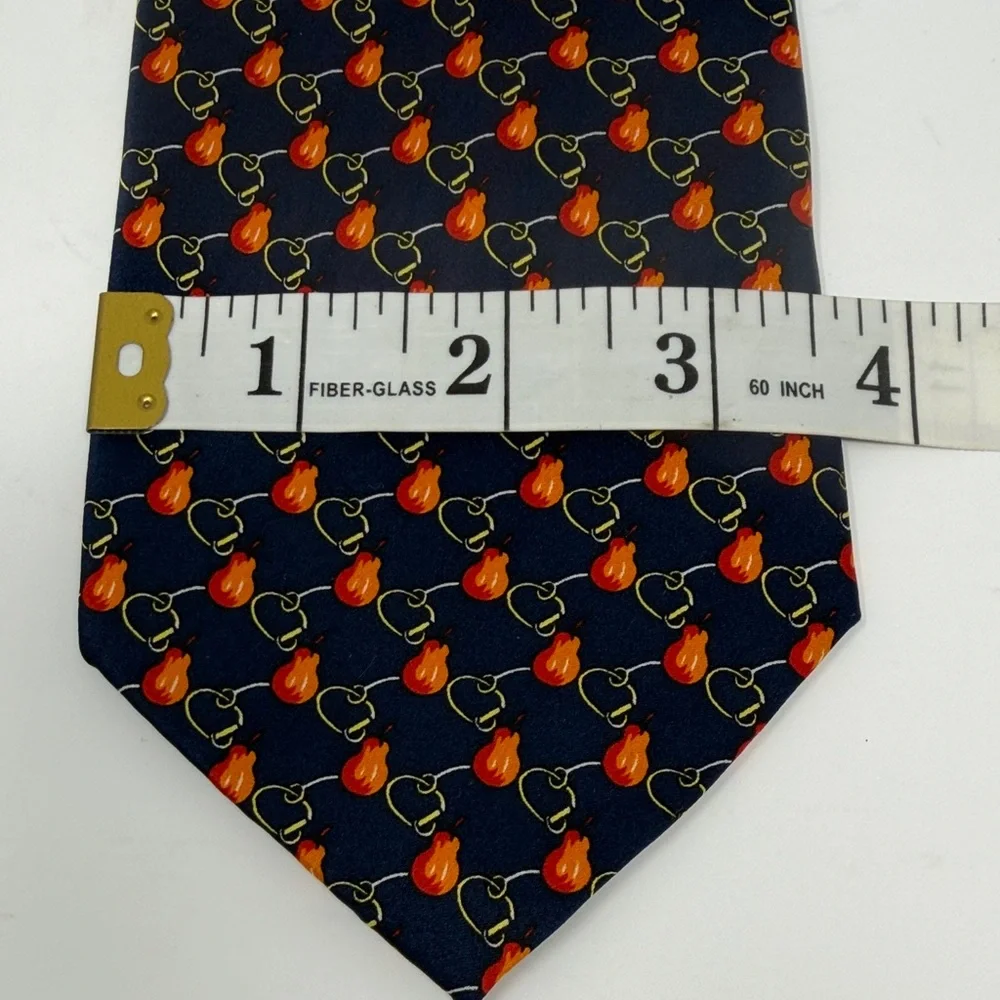 Farentino Ferre Navy Pear Patterned Tie Made In Italy OS